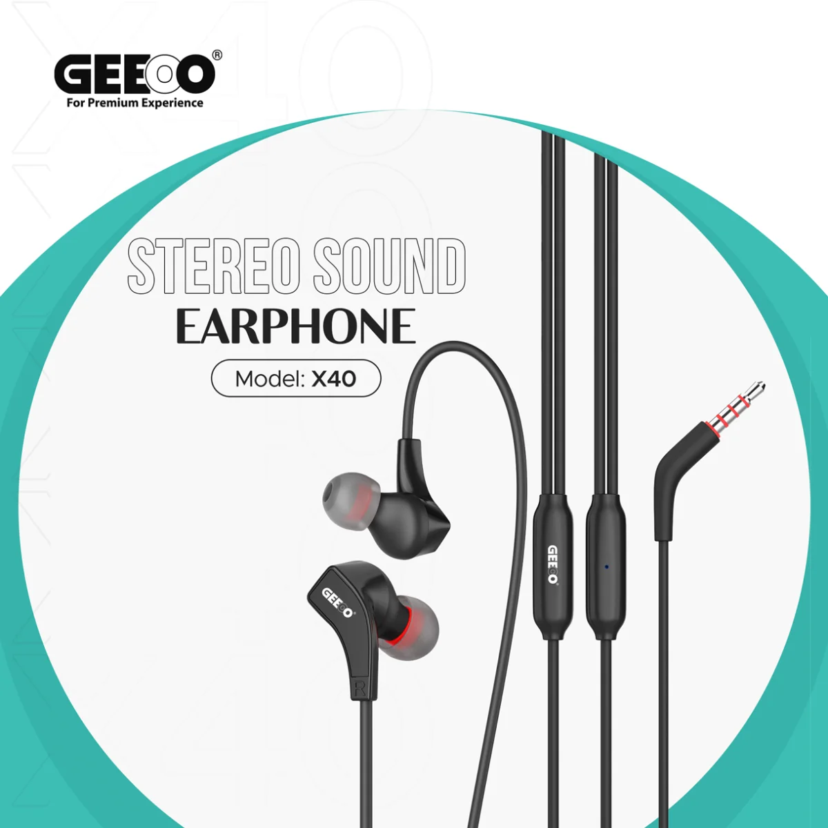 GEEOO X-40 Stereo Bass In-Ear Wired Earphone