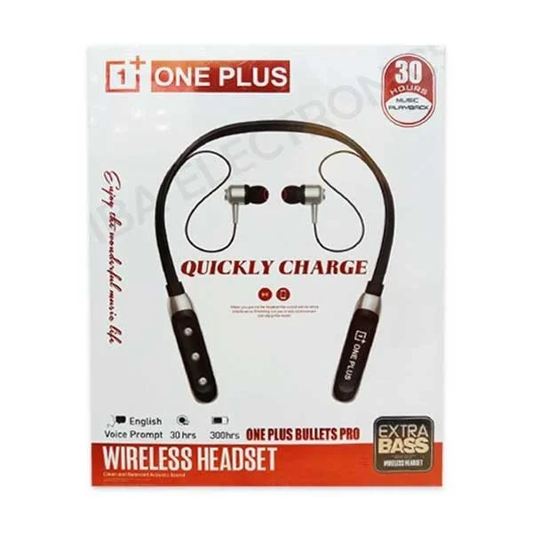One Plus Bullets Pro Neckband Bluetooth Earphone - Black