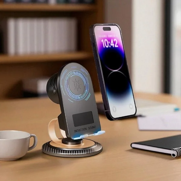 Wireless Charger Stand Bluetooth Speaker Desktop Mobile Phone Holder