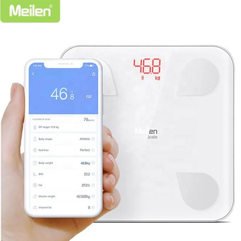 Smart weight Scale With Android &amp; iOS App- Body Fat Composition Analyzer BMI with Bluetooth Connectivity (Meilen WS-180)