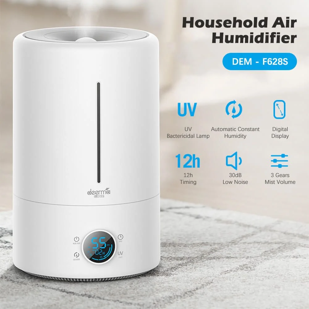 Xiaomi Air Humidifier Cool Mist Air Humidifier with UV Lamp Ultra-quiet Humidifiers for Offices Living Rooms Bedrooms (5Liter, Deerma DEM - F628S)