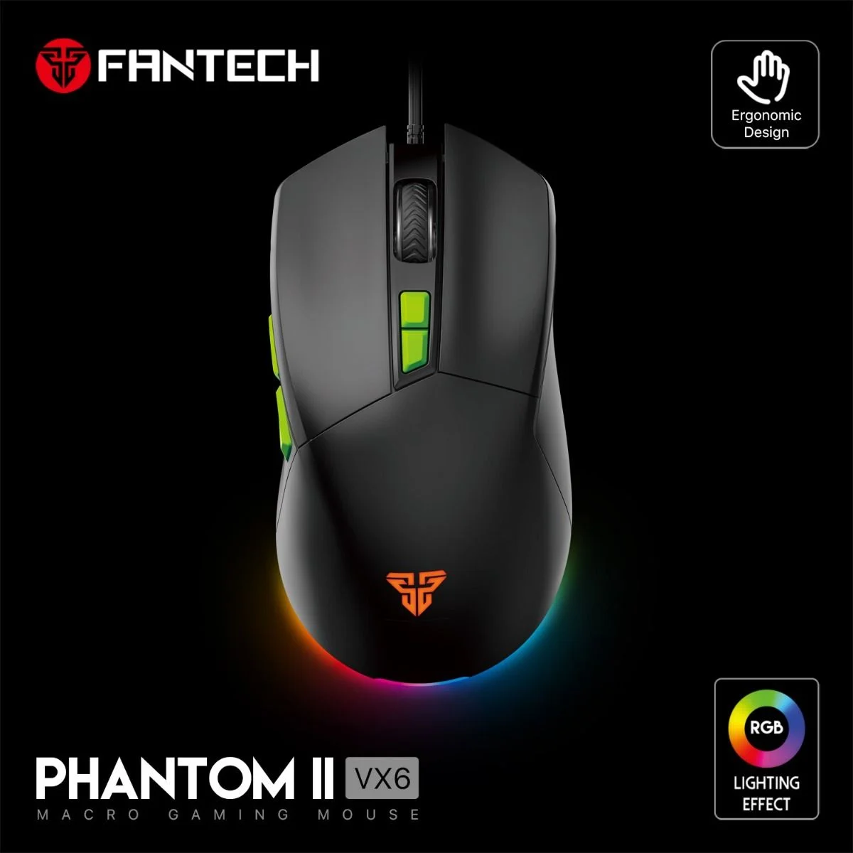 Fantech Phantom II VX6 Macro RGB Gaming Mouse - Black