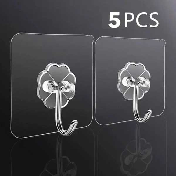 Self-Adhesive Hooks for Kitchen, Bathroom, and Door (5pcs Pack)