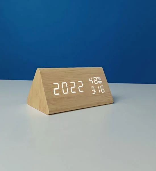 Triangle  Wooden Style  Digital Led Clock