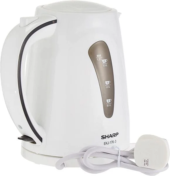 Sharp EKJ-176-3 Electric Kettle 360 Deg Rotating 1.7 Litre White