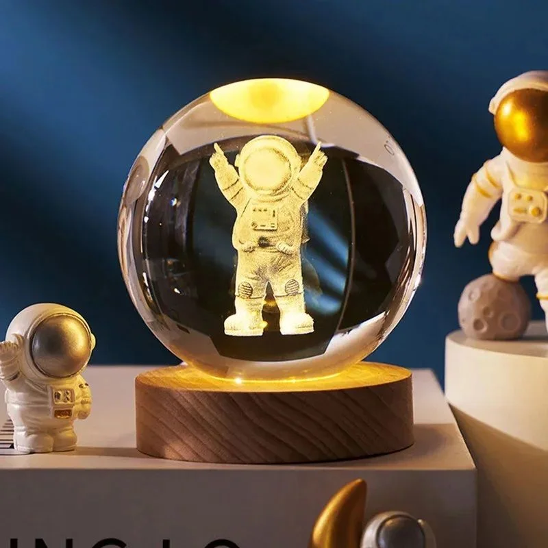 Color Changing LED 3D Crystal Ball  Astronaut