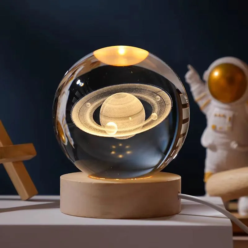 3D Color Changing LED Crystal Ball  Saturn