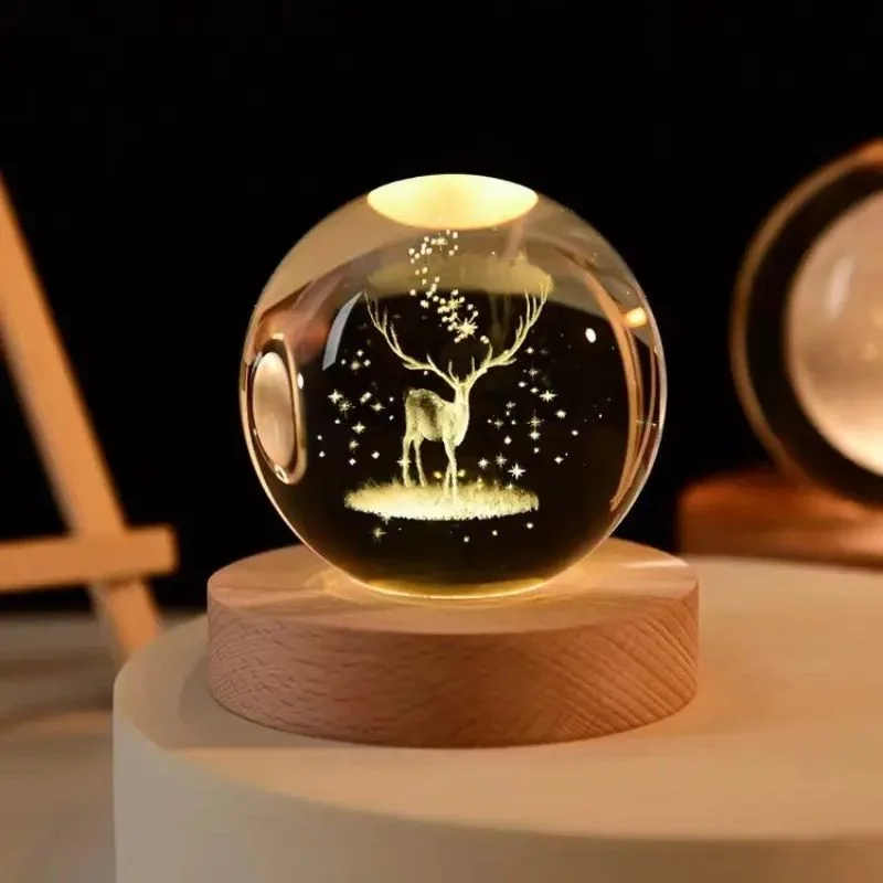 Color Changing LED 3D Crystal Ball  Deer