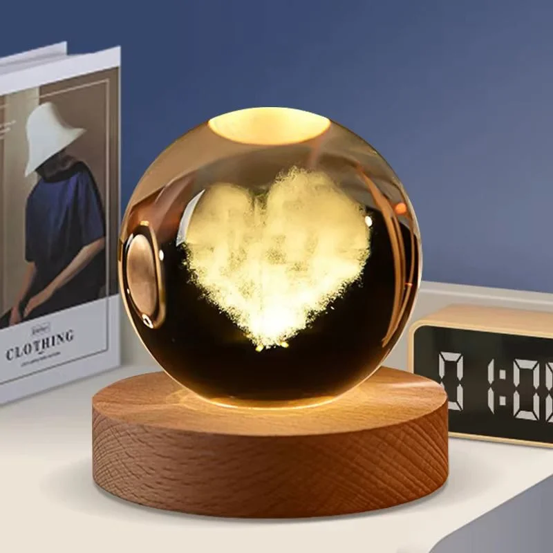 3D Color Changing LED Crystal Ball  Cloud Love Shape