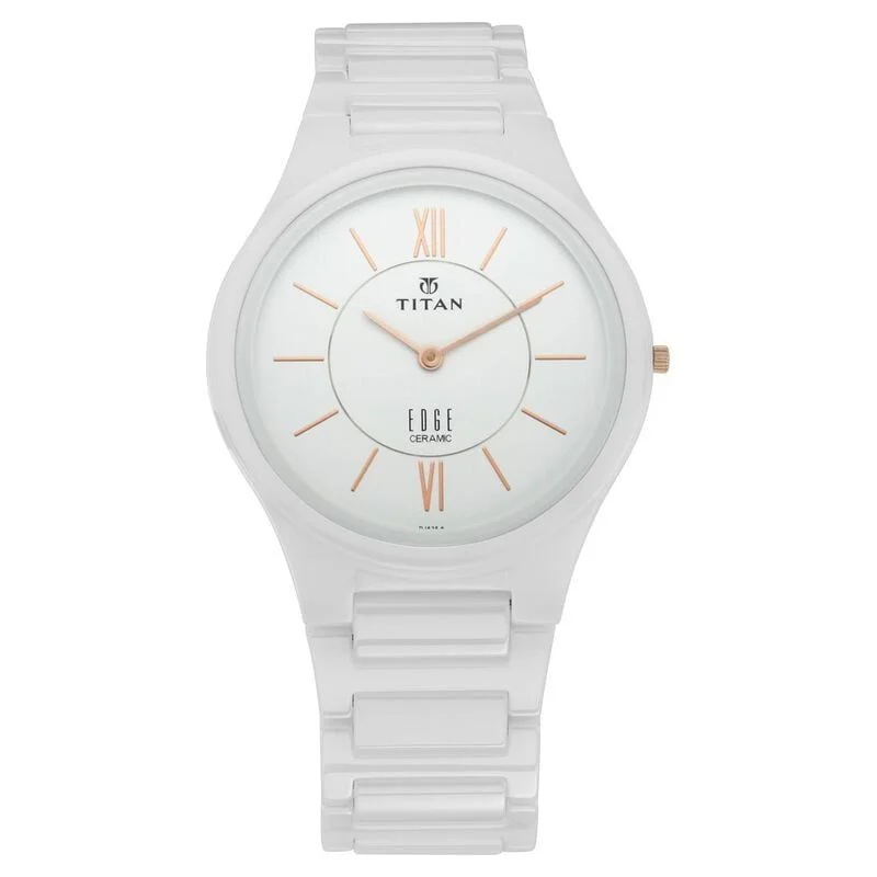 Titan Edge Ceramic Quartz in Arctic White Dial Watch (NS1696QC04)