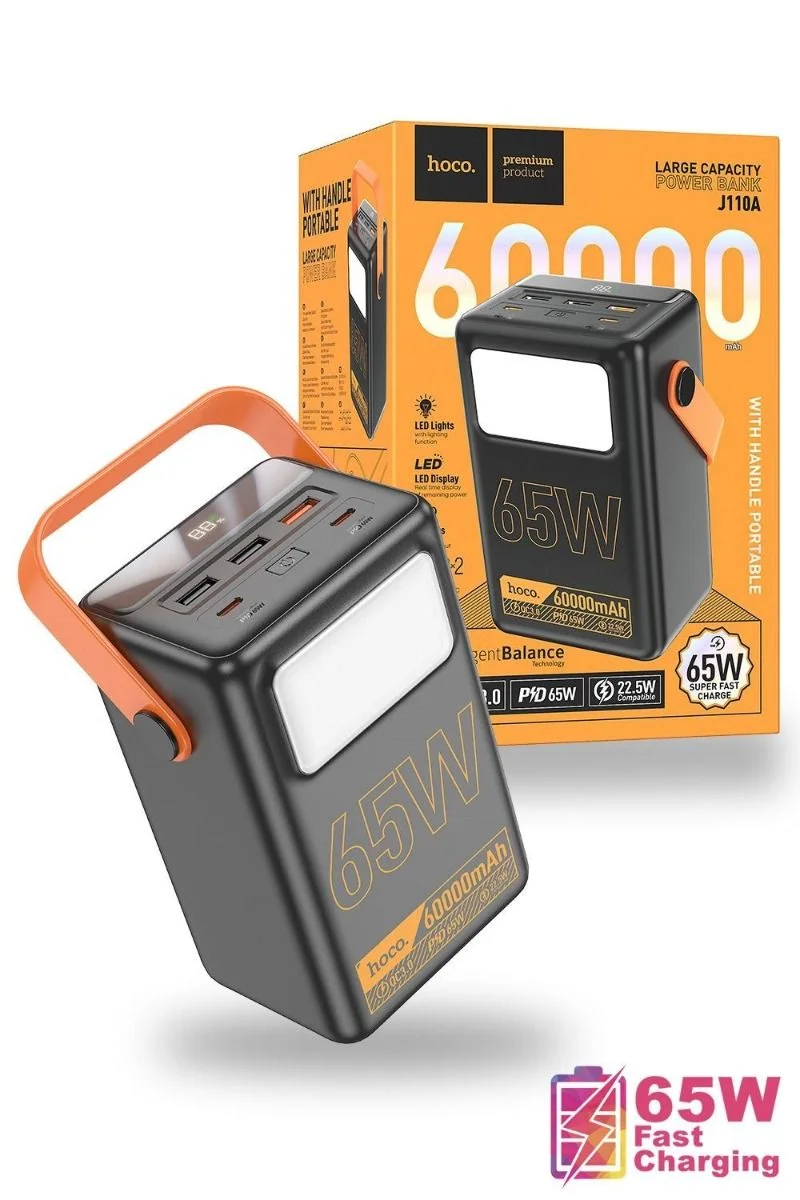 HOCO J110A Powerful PD65W Power Bank with LED Light 60000mAh