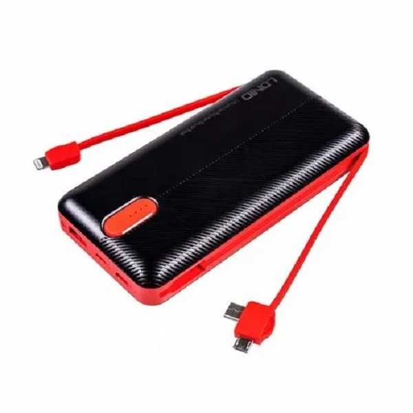 LDNIO PL2014 20000mAh Fast Charging Powerbank With Built-in Cable (Micro, Type-C, Lightning) - Black Color