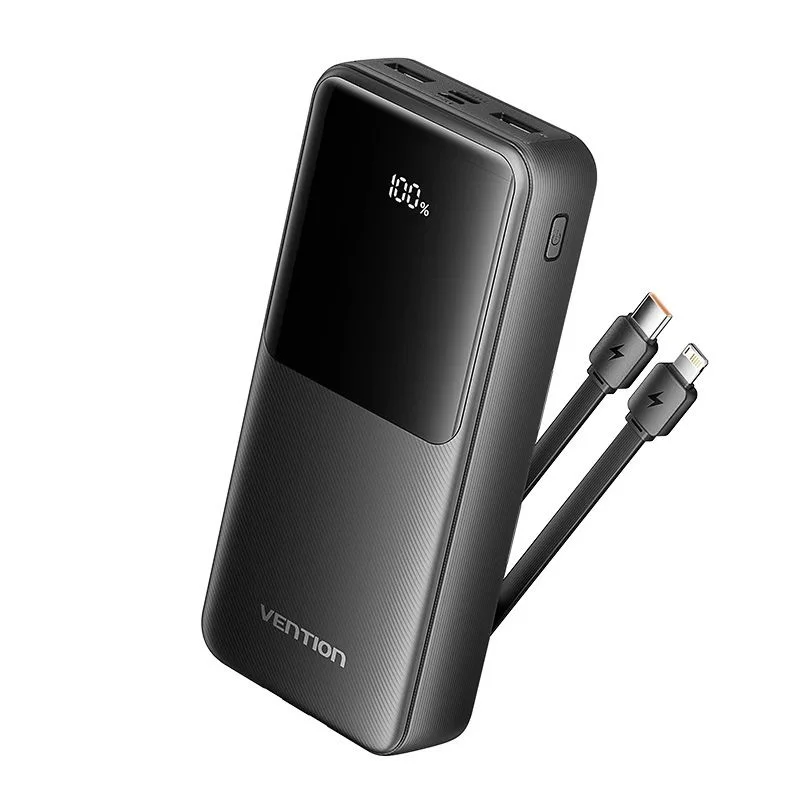 Vention  22.5W 20000mAh Power Bank with Built-in USB-C and Lightning Cables-FHPBO