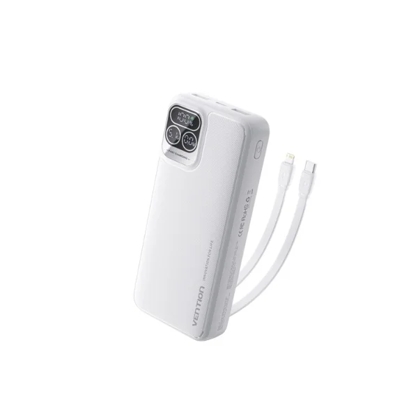VENTION 22.5W 20000mAh Power Bank with Built-in USB-C &amp; Lightning Cables (I15BB-V2)
