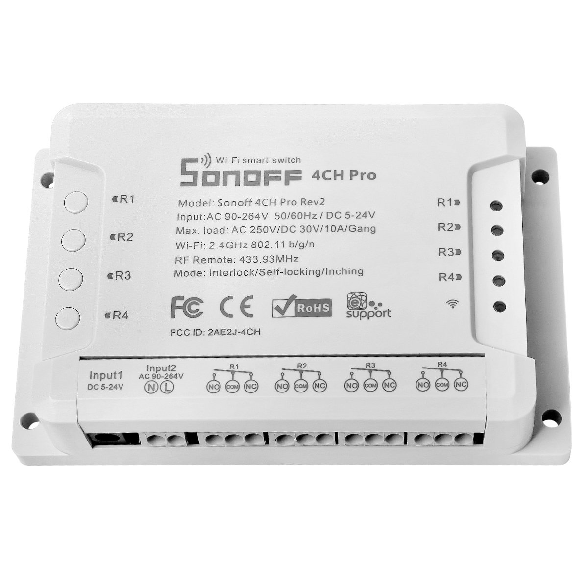 4 Channel Remote Control + Smartphone Control Smart Switch - SONOFF 4CH Pro (10A, 2200W)