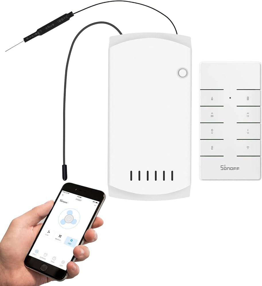 SONOFF iFAN 3 WiFi Ceiling Fan &amp; Light Controller, APP Control &amp; Remote Control, Works with Amazon Alexa &amp; Google Home Assistant, No Hub Required (2.4G WiFi)
