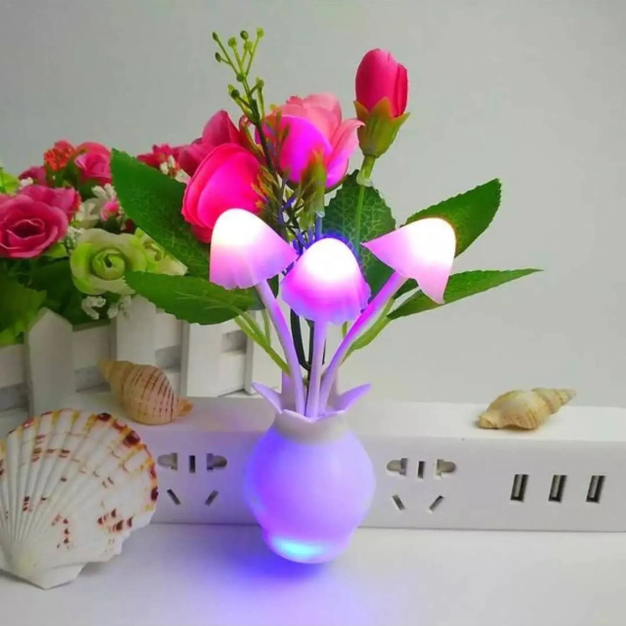 Automatic Sensor Color Changing LED Night Light Mushroom Lamp