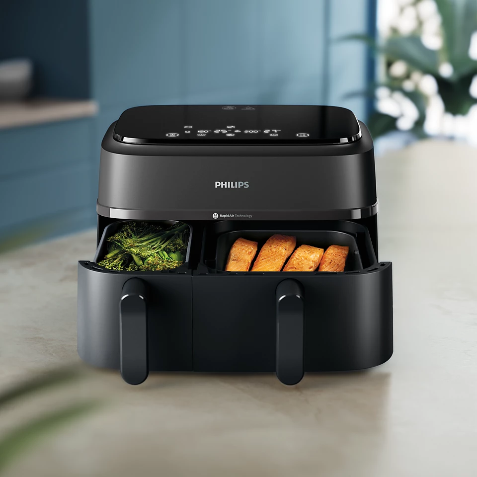 Philips Airfryer NA350/00 – Dual Drawer, Capacity 9L