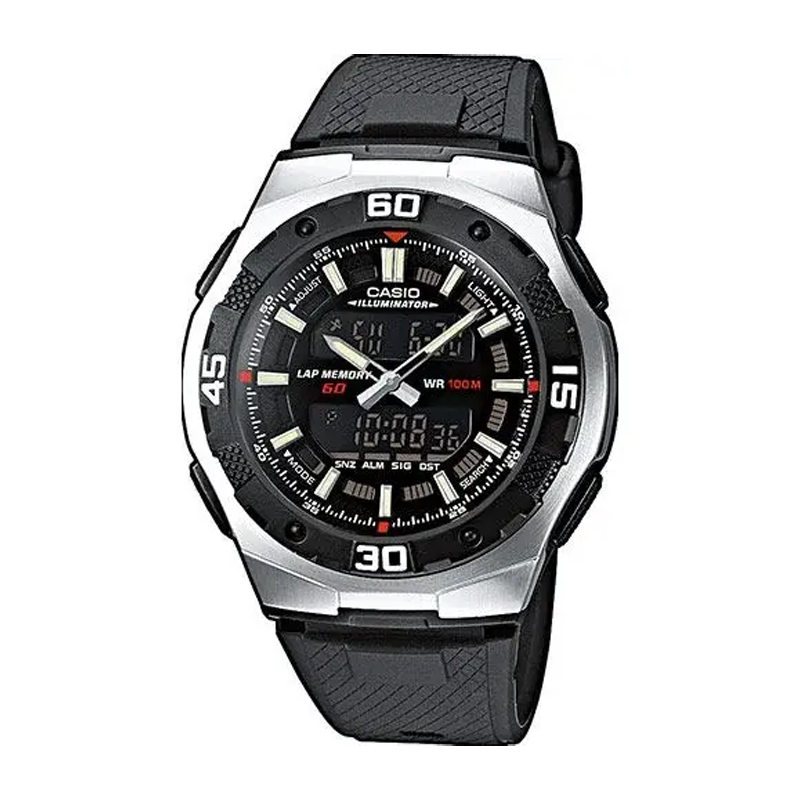 Resin belt world time watch for men by Casio (AQ-164W-1AV)