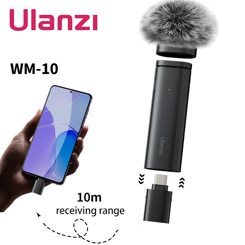 Ulanzi WM-10 Wireless Clip-on Microphone for Smartphone or Tablet