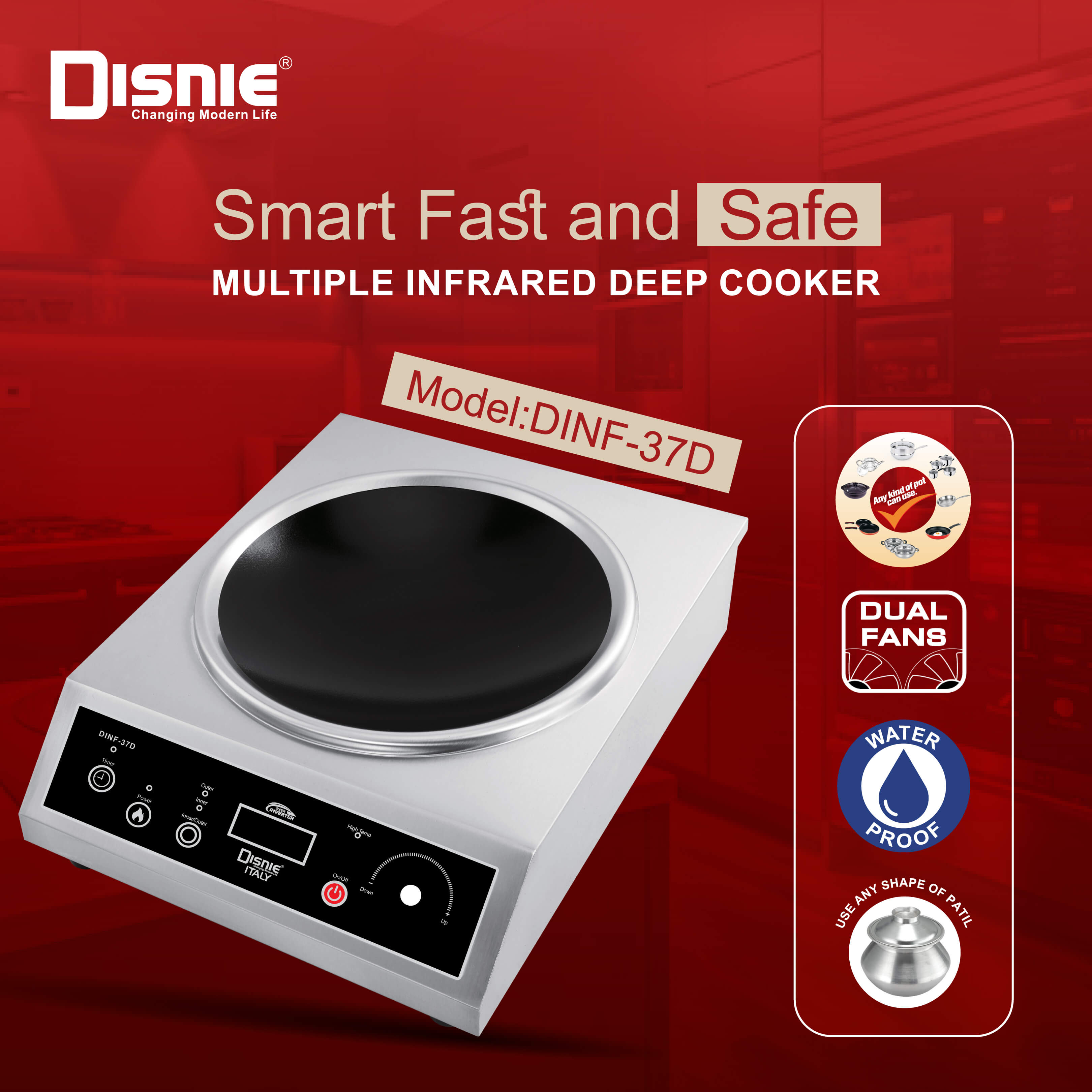 Disnie DINF-37D Deep Multi Pan Infrared Cooker