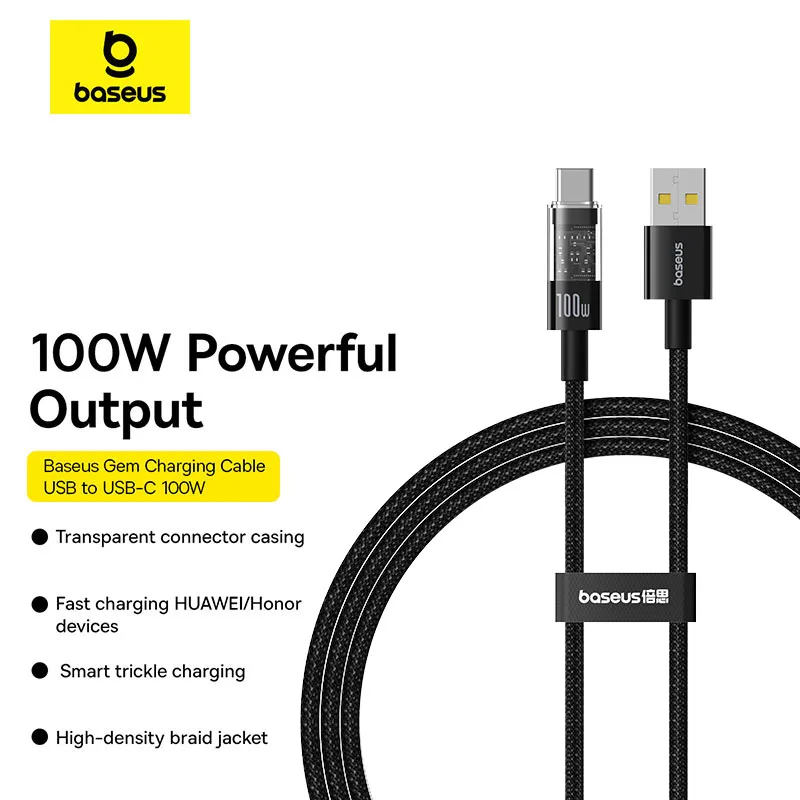 Baseus Gem Fast-Charging Data Cable USB toType-C 100W 1m Cluster Black P10373002111-00
