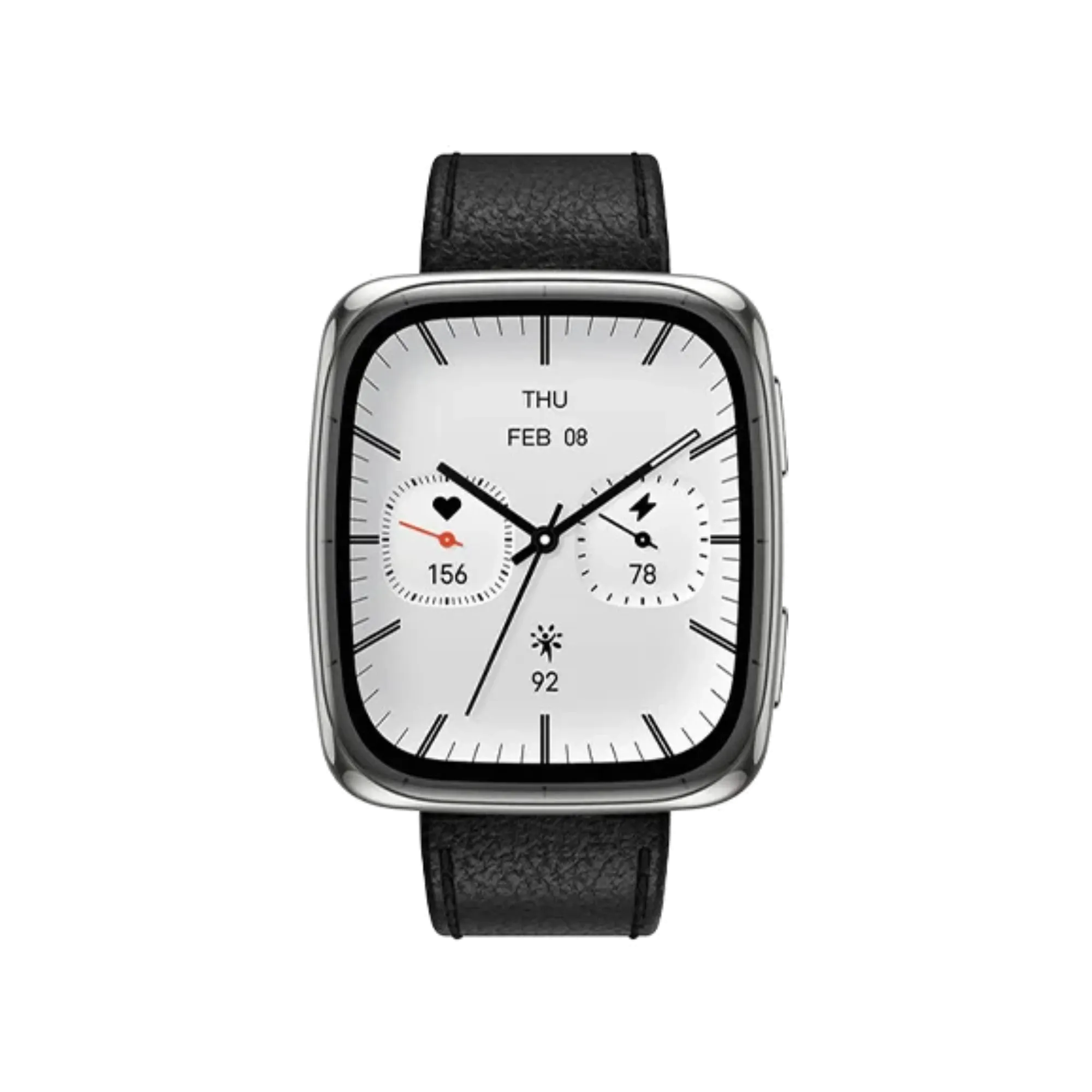 Amazfit Active 2 Square BT Calling Smartwatch (Premium Edition)-Black Leather