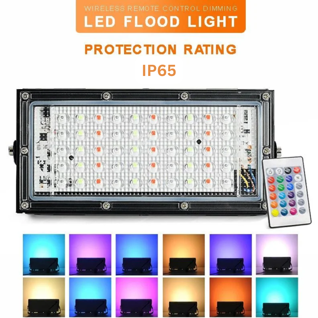 50W RGB LED Flood Light- Remote Controlled IP65 Waterproof Landscape & Outdoor Lighting (50W, AC220V)
