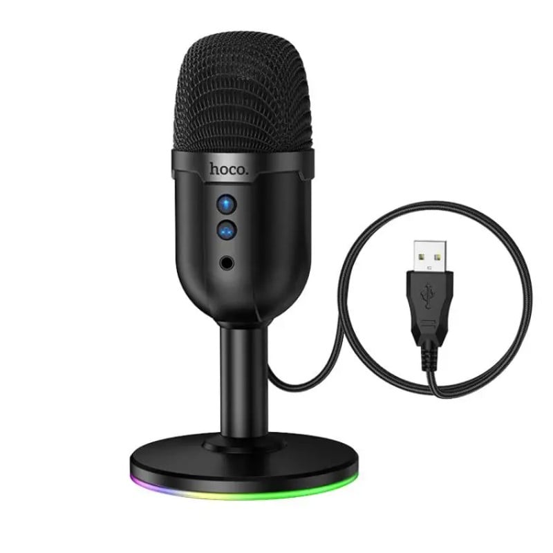 Hoco L25 Bright USB-A Port RGB Desktop Microphone (Black)