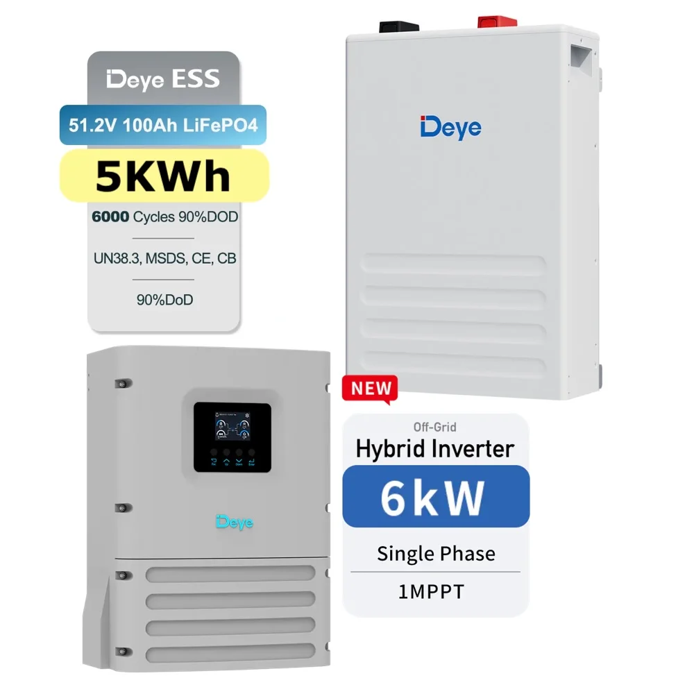 Deye Hybrid Solar Inverter 6KW + 5KWh Lithium Battery + WiFi Dongle Combo
