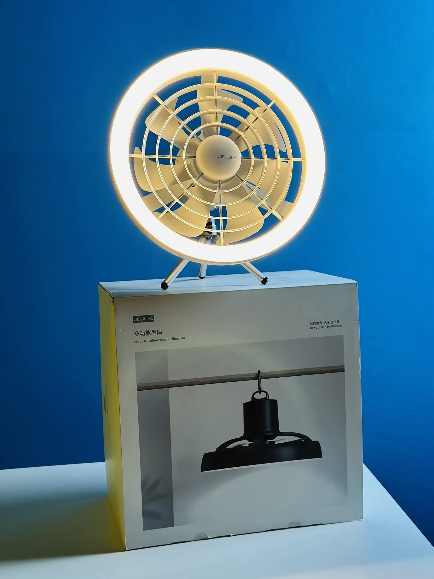 JISULIFE FA17 Outdoor LED Ceiling Fan with Long Stand
