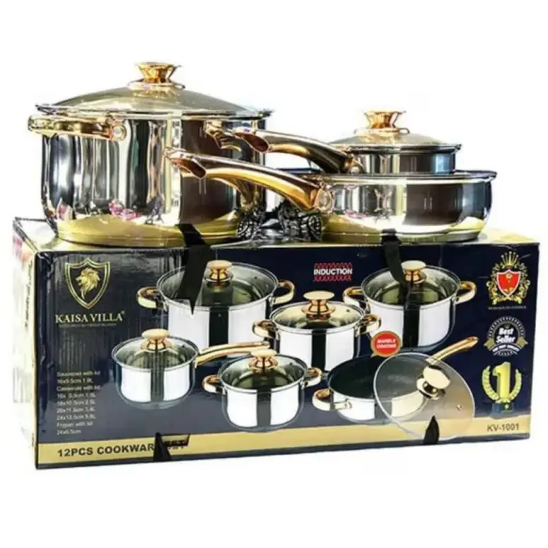Kaisa Villa 12 Pcs Stainless Steel Cookware Set with Lid INDUCTION KV-1001