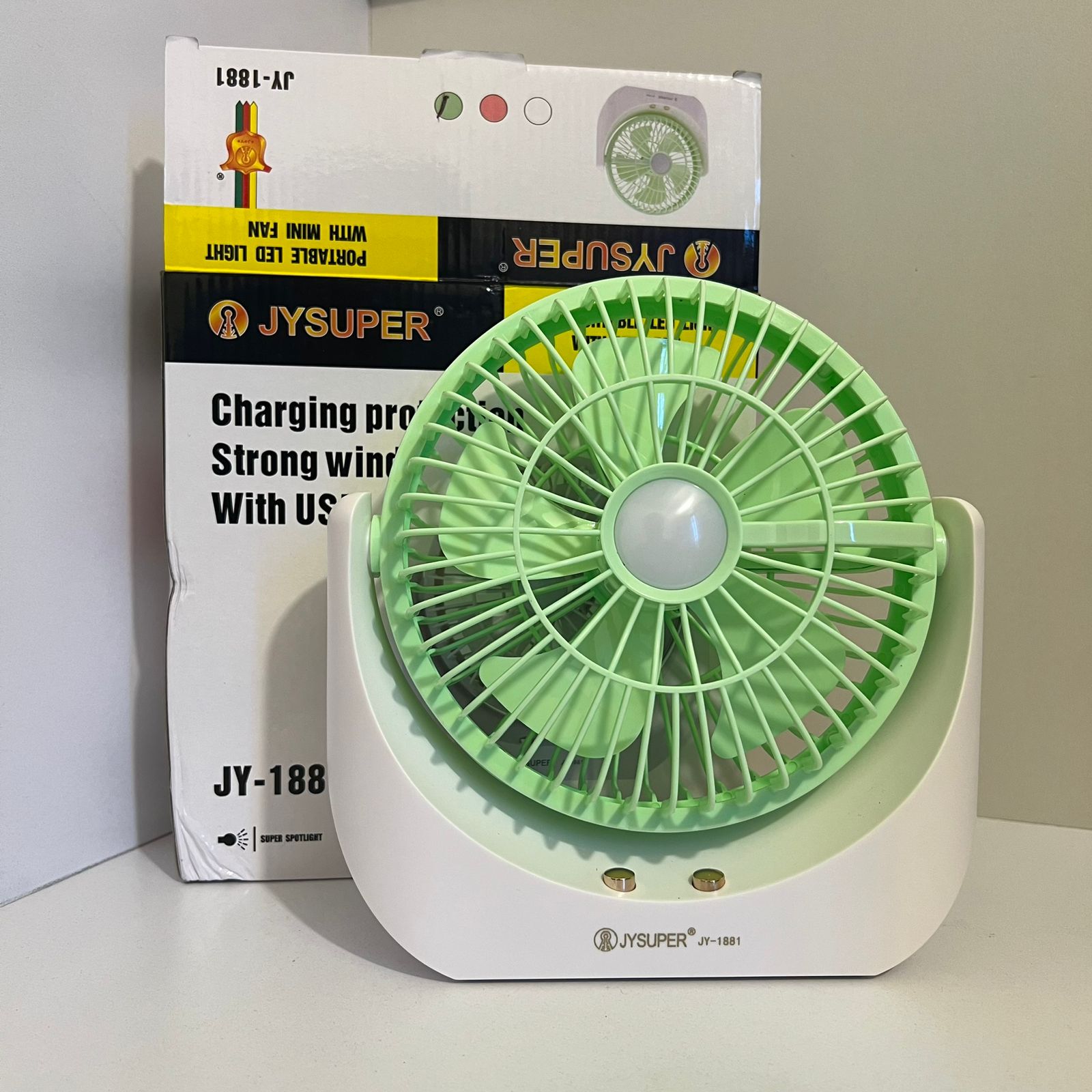 JYSUPER JY-1881 Portable USB Mini Fan with LED Light
