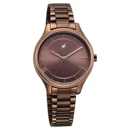 Fastrack Stunners Brown Dial Brown Metal Strap Watch For Girls- 6296QM01