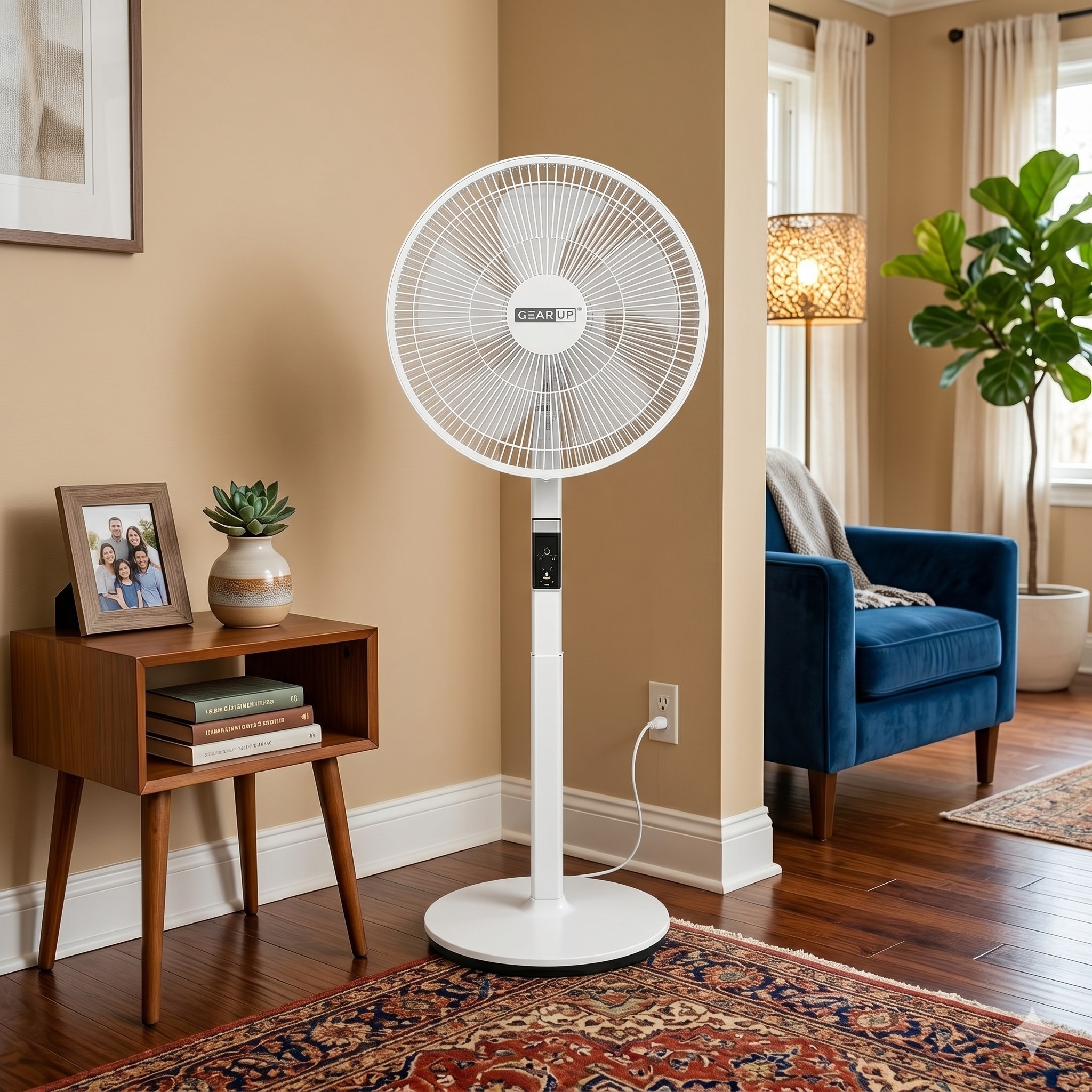 GearUP GP90 - 14 inch Premium Rechargeable LifePO4 + BLDC AC+ DC+ Solar Stand Fan (Without Solar Panel)