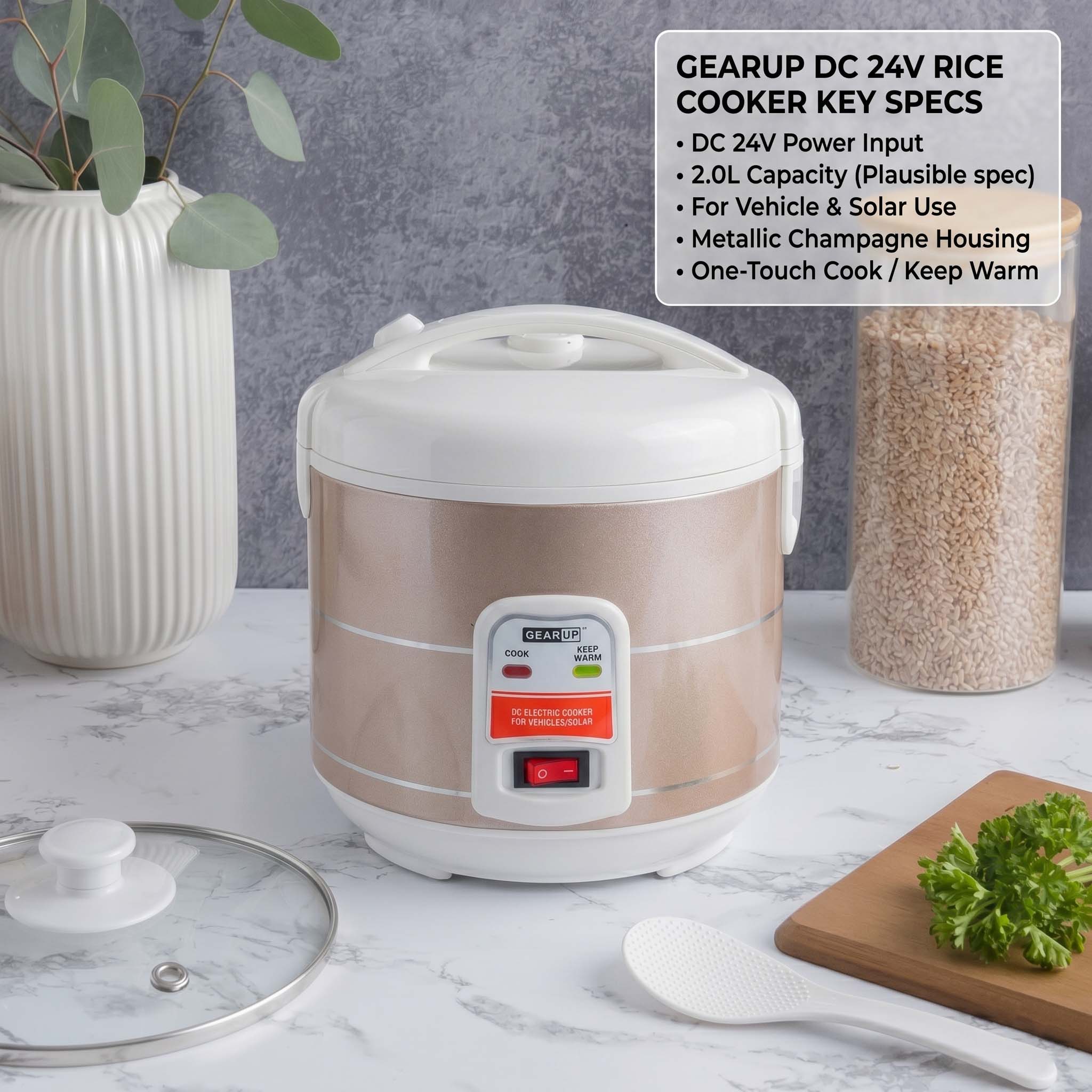 GearUP DC Solar Rice Cooker (24V, 2L)