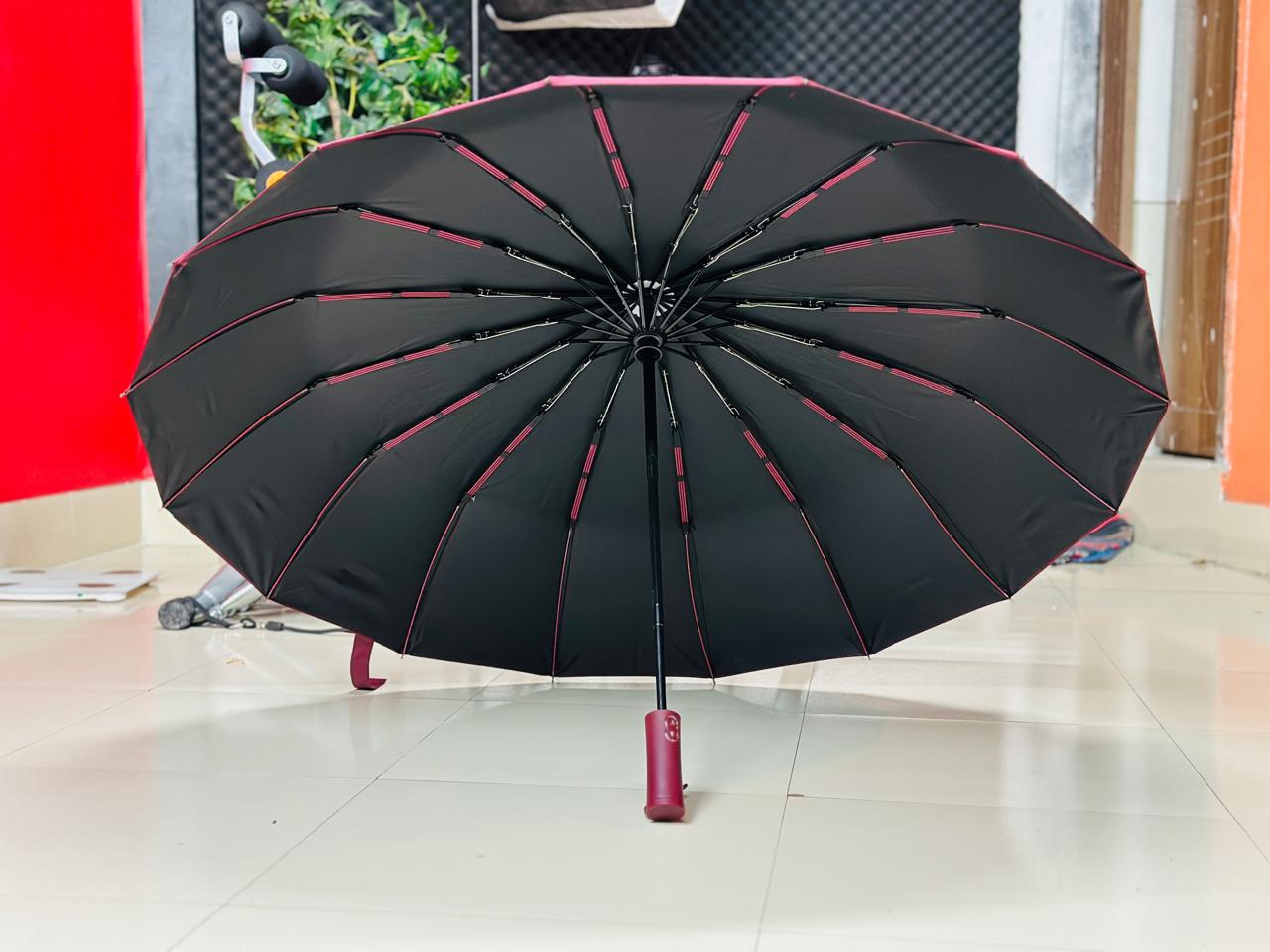 BMW 16 Ribs Automatic Open and Close Compact Umbrella (Random Color )