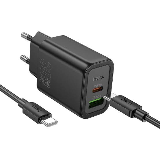 Hoco N63 Gentle 30W Dual Port Charger Adapter with Type-C to Type-C Cable