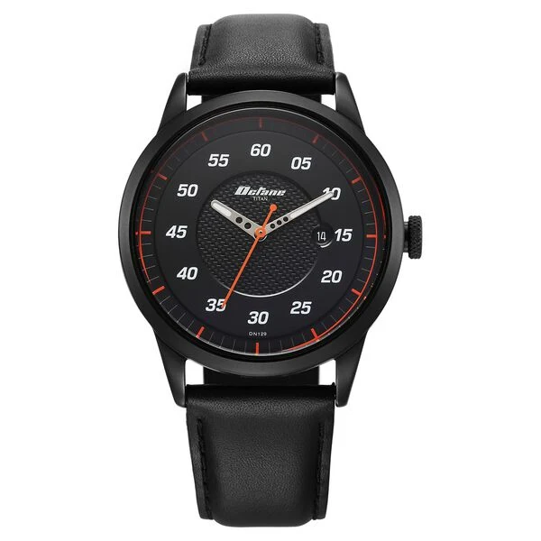 Titan Octane Men's Watch Analog Black Dial with Black Leather Strap- 1806NL05