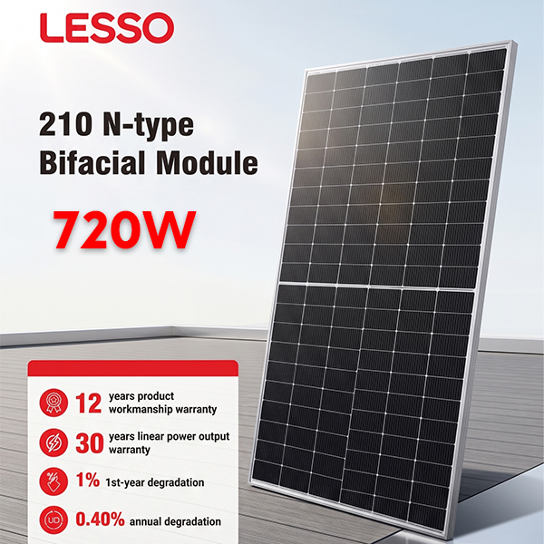 LESSO 210 N-type Bifacial Dual Glass  Topcon Solar Panel (720W)