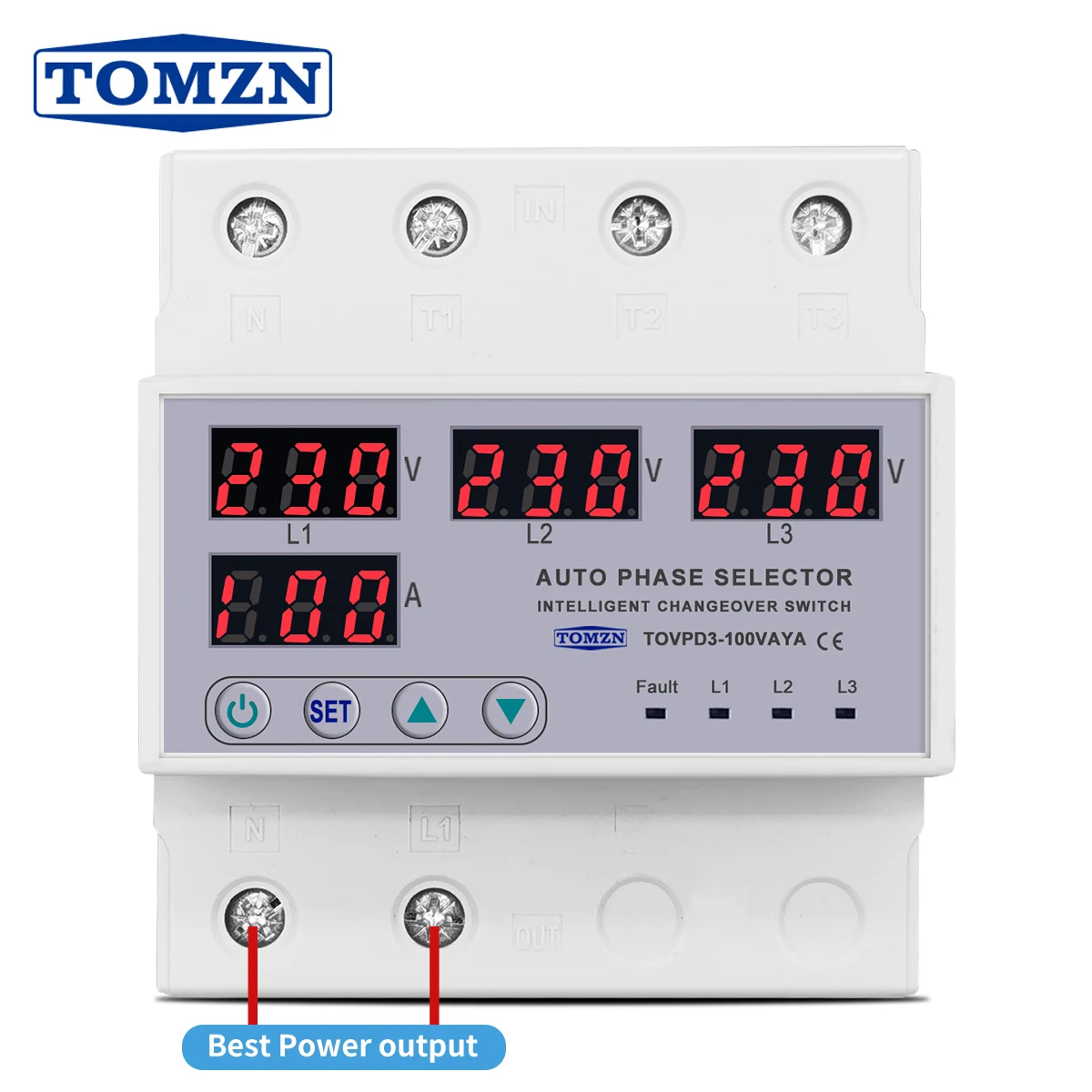 100A TOMZN 3 Phase Auto Phase Selector With Protection and Monitor (TOVPD3-100VAYA)