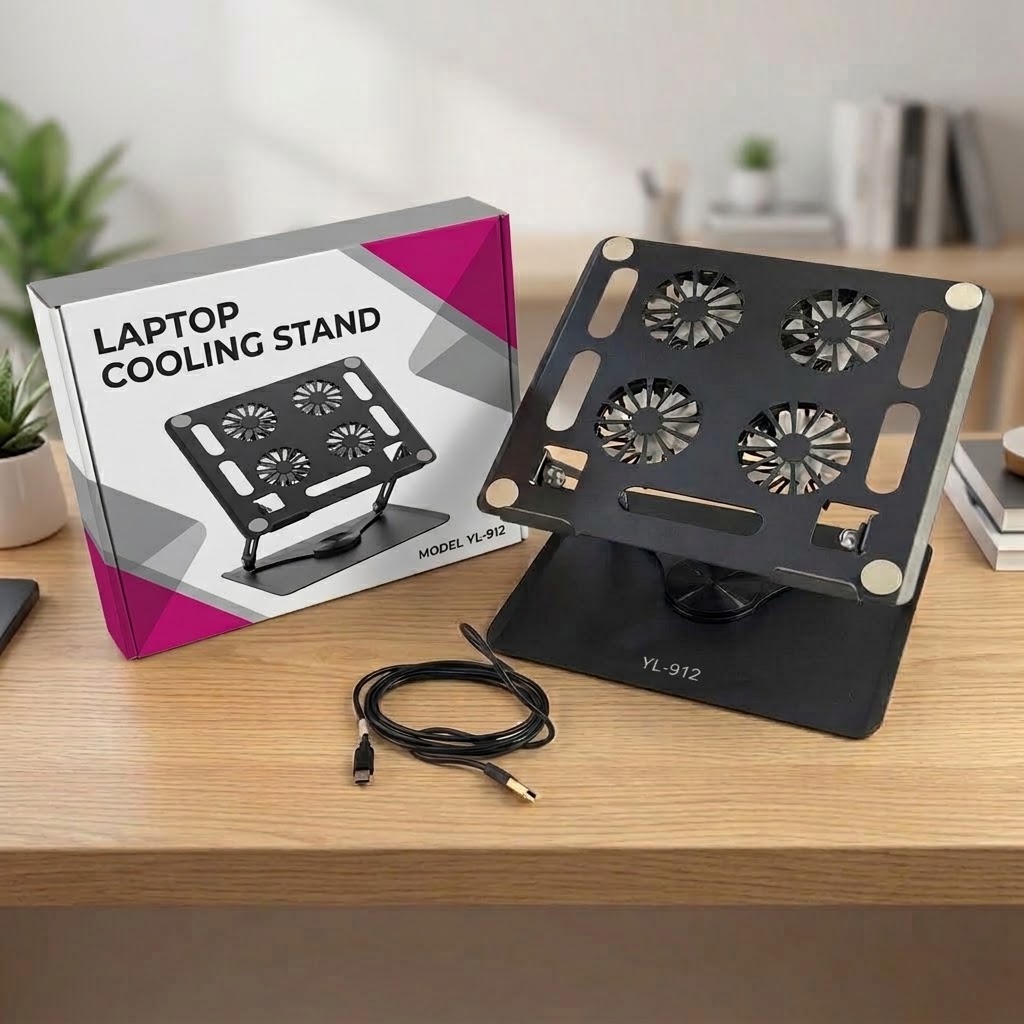 YL-912 360° Rotating Laptop Cooling Stand with Quad Fans