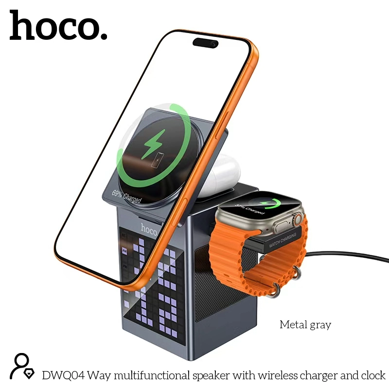 Hoco DWQ04 All in One Wireless Charging Station with Alarm Clock