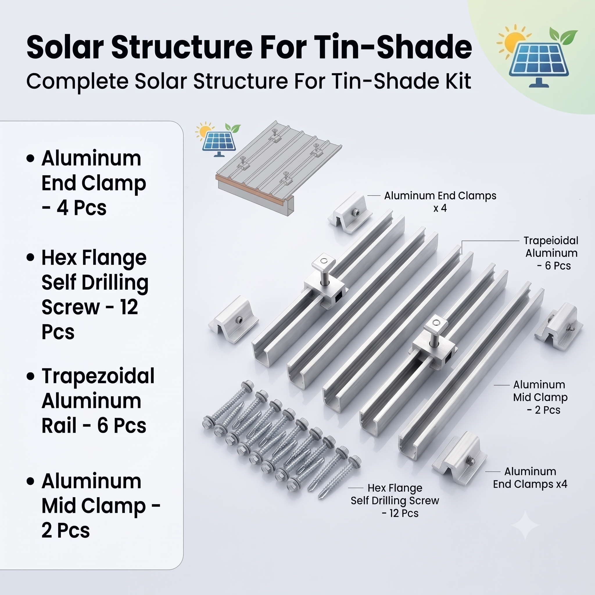 Solar Structure for Tin-Shade (for 2 Solar Panel)