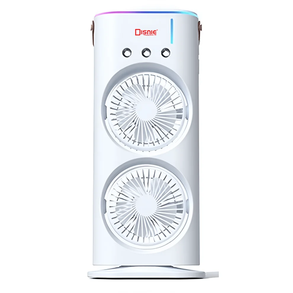 DRMF-63 USB Rechargeable Double Head Portable Mini Air Cooling Mist Fan with Remote