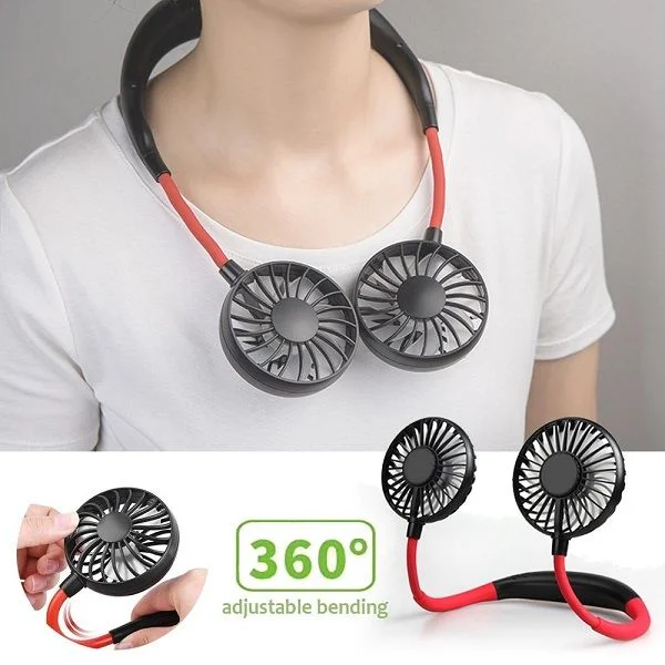 Rechargeable Wearable Sports Neck Fan with RGB Lighting