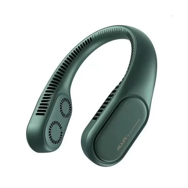 JISULIFE FA12R Portable USB Rechargeable 4000mAh Neck Fan - Green Color