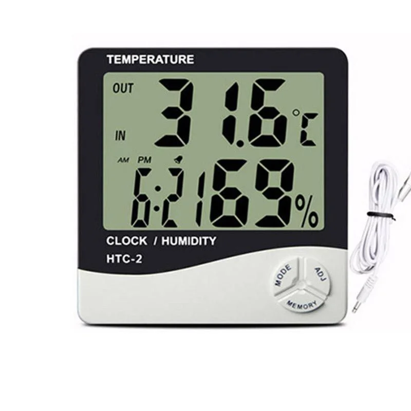 Digital Table Clock With Temperature Indoor/Outdoor Humidity Indicator (HTC-2)