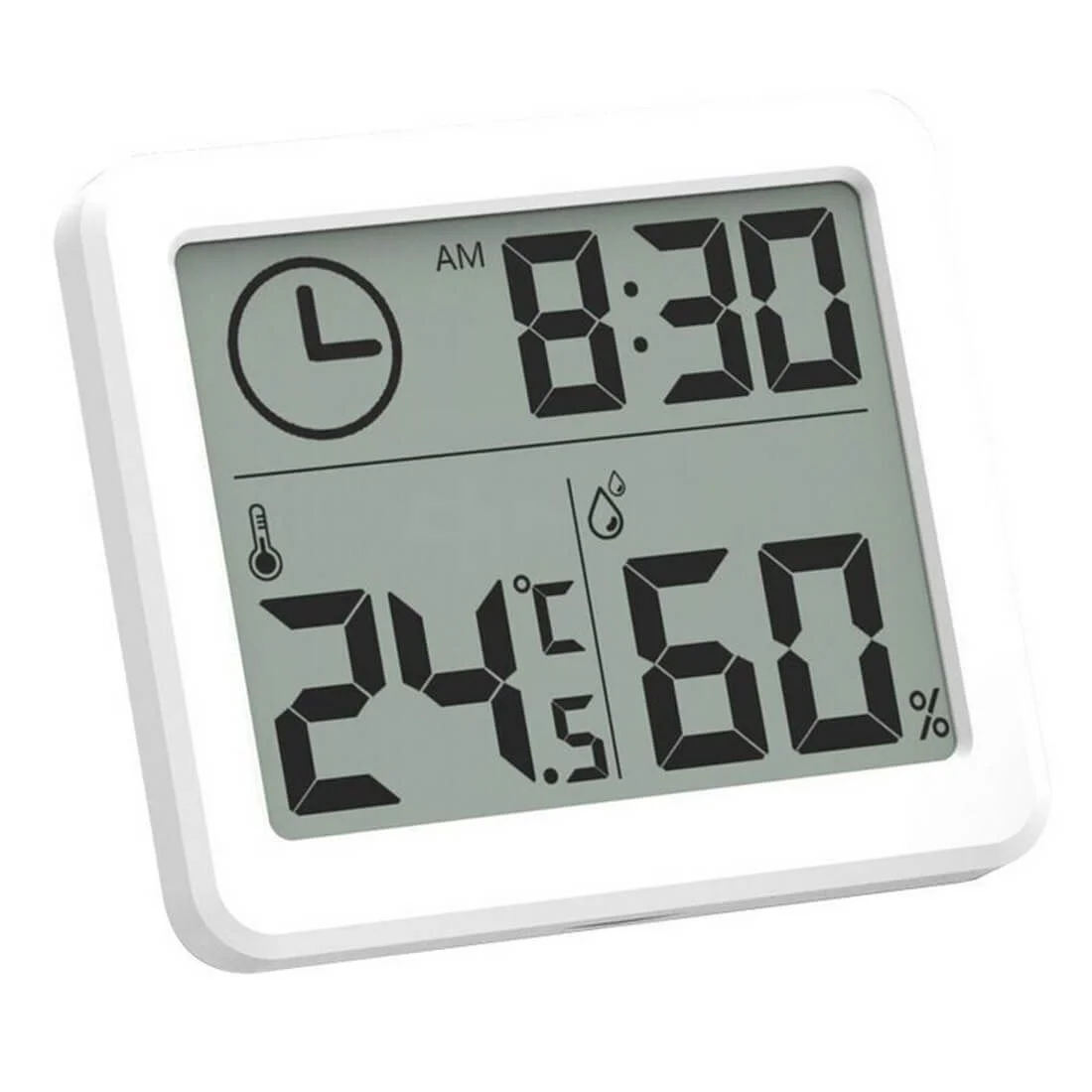 Digital Table Clock with Temperature &amp; Humidity Sensor- Automatic Real-Time Monitoring with Large LCD Screen