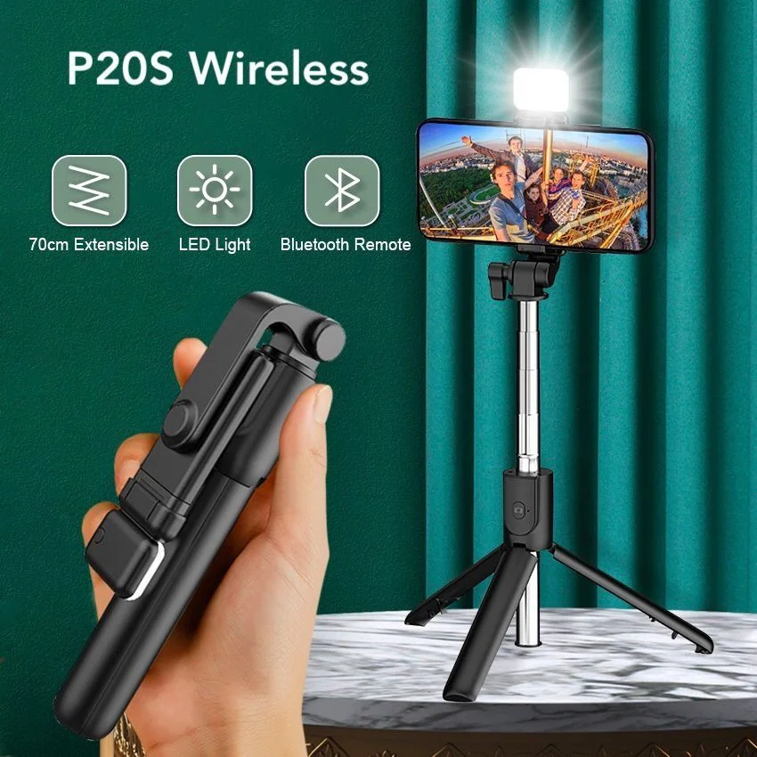 P20S Foldable Handheld Selfie Stick with LED Light 